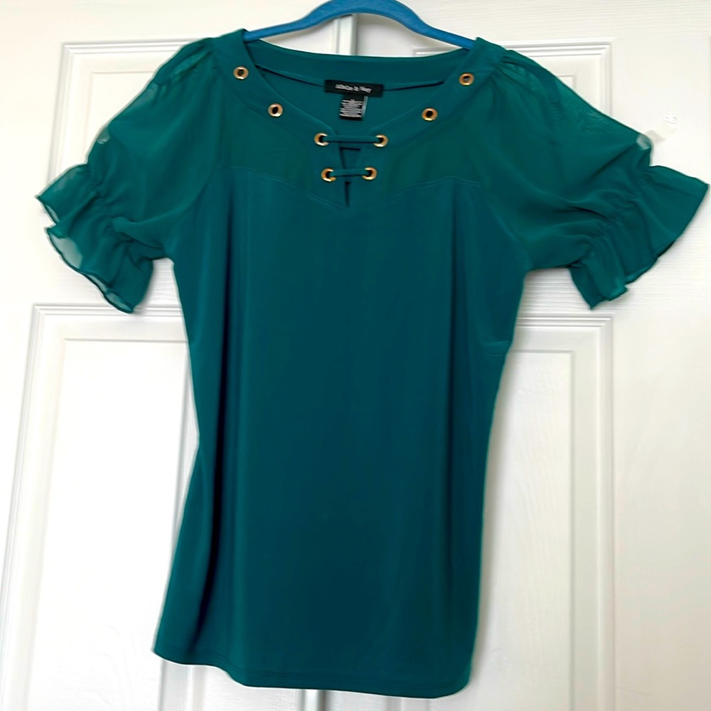 Adele & May size L dark green blouse NWOT